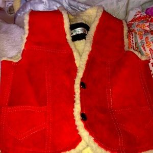 Toddler vintage genuine leather red suede vest